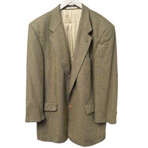 HUGO BOSS Corleone Blazer 44R Silk Wool Mens Sport Coat Yellow Black Check